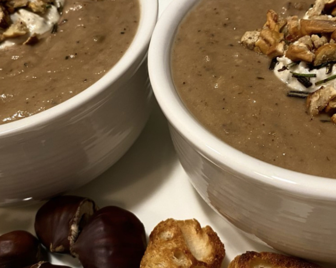 Chestnut and Wild Mushrooms Soup www.chezfrancois.net