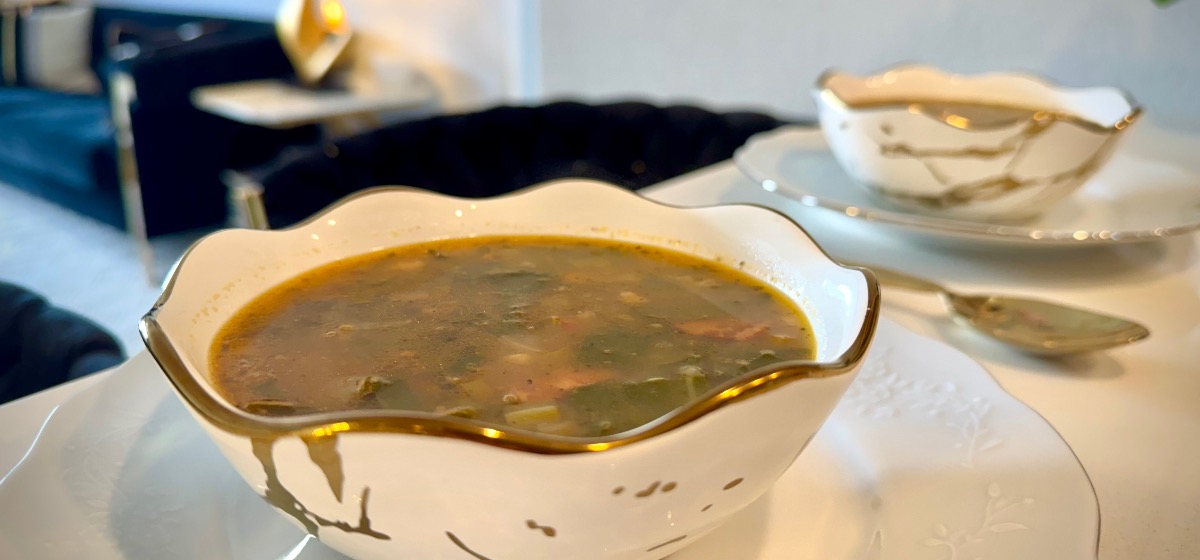 French Winter Kale & Chorizo Potato Soup www.chezfrancois.net