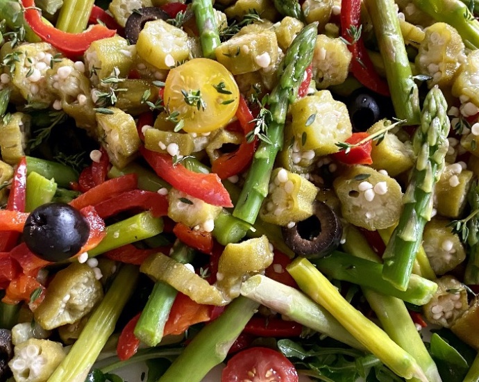 Okra Lime Asparagus Salad www.chezfrancois.net