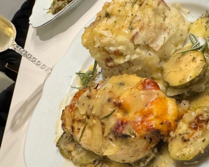 Mozzarella-Crowned Pork Tenderloins in Champagne Sauce