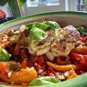 Mediterranean Cruise Roasted pepper halloumi www.chezfrancois.net