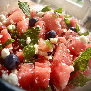 Pink Princess Watermelon Feta Salad www.chezfrancois.net