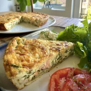 Smoked Salmon Watercress Quiche Smoked Salmon Watercress Quiche Recipe at www.chezfrancois.net
