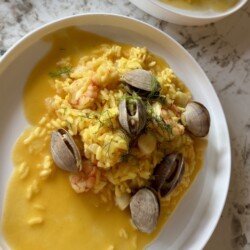Saffron-Infused Seafood Risotto with Bouillabaisse Saffron-Infused Seafood Risotto with Bouillabaisse