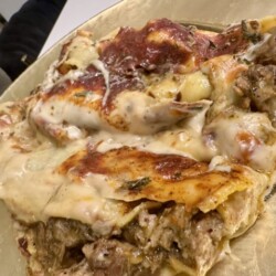 Chili Verde Crêpe Enchiladas with Oaxaca Béchamel