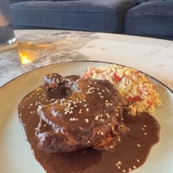 Mole Poblano Coq au Vin served with Mexican-Style Couscous