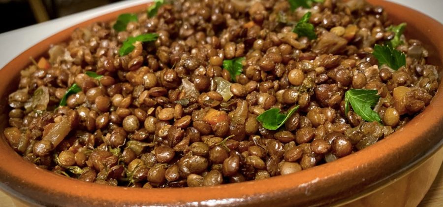CHEZ FRANCOIS COOKING: BRAISED FRENCH GREEN LENTILS